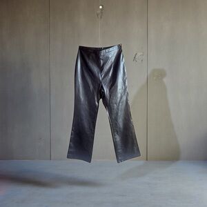 SHEIN Faux Leather PU Pants Black Size L Straight Leg With Slight Flare @ Bottom